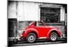 ¡Viva Mexico! B&W Collection - Small Red VW Beetle Car-Philippe Hugonnard-Mounted Photographic Print