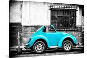 ¡Viva Mexico! B&W Collection - Small Turquoise VW Beetle Car-Philippe Hugonnard-Stretched Canvas