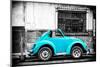 ¡Viva Mexico! B&W Collection - Small Turquoise VW Beetle Car-Philippe Hugonnard-Mounted Photographic Print