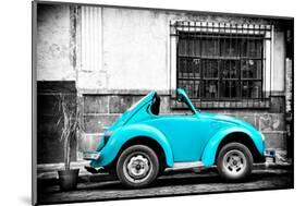 ¡Viva Mexico! B&W Collection - Small Turquoise VW Beetle Car-Philippe Hugonnard-Mounted Photographic Print