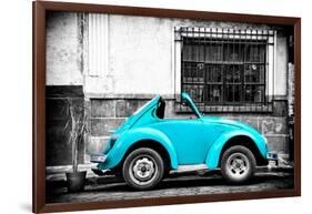 ¡Viva Mexico! B&W Collection - Small Turquoise VW Beetle Car-Philippe Hugonnard-Framed Photographic Print