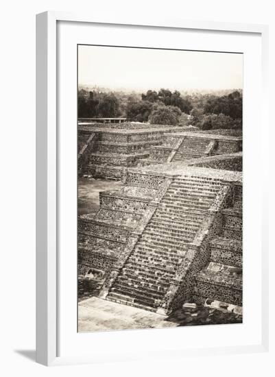 ¡Viva Mexico! B&W Collection - Teotihuacan Pyramids - Archaeological Site-Philippe Hugonnard-Framed Photographic Print