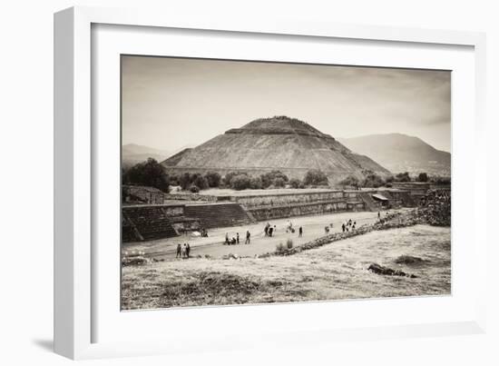 ¡Viva Mexico! B&W Collection - Teotihuacan Pyramids II-Philippe Hugonnard-Framed Photographic Print