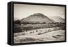 ¡Viva Mexico! B&W Collection - Teotihuacan Pyramids II-Philippe Hugonnard-Framed Stretched Canvas