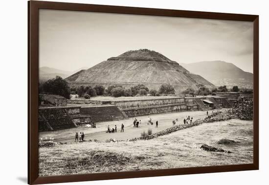 ¡Viva Mexico! B&W Collection - Teotihuacan Pyramids II-Philippe Hugonnard-Framed Photographic Print