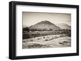 ¡Viva Mexico! B&W Collection - Teotihuacan Pyramids II-Philippe Hugonnard-Framed Premium Photographic Print