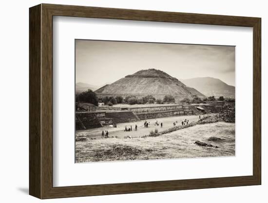 ¡Viva Mexico! B&W Collection - Teotihuacan Pyramids II-Philippe Hugonnard-Framed Photographic Print