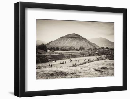 ¡Viva Mexico! B&W Collection - Teotihuacan Pyramids II-Philippe Hugonnard-Framed Photographic Print