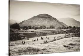 ¡Viva Mexico! B&W Collection - Teotihuacan Pyramids II-Philippe Hugonnard-Stretched Canvas