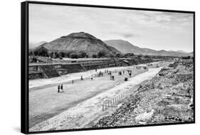 ¡Viva Mexico! B&W Collection - Teotihuacan Pyramids-Philippe Hugonnard-Framed Stretched Canvas