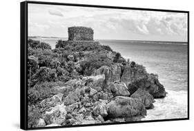 ¡Viva Mexico! B&W Collection - Tulum Mayan Archaeological Site-Philippe Hugonnard-Framed Stretched Canvas