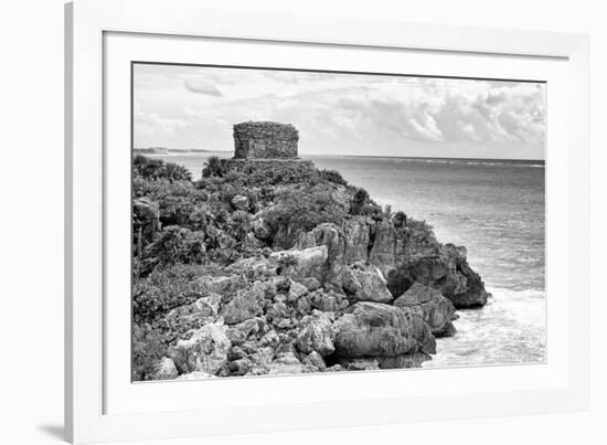 ¡Viva Mexico! B&W Collection - Tulum Mayan Archaeological Site-Philippe Hugonnard-Framed Photographic Print