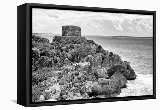 ¡Viva Mexico! B&W Collection - Tulum Mayan Archaeological Site-Philippe Hugonnard-Framed Stretched Canvas