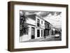 ¡Viva Mexico! B&W Collection - White VW Beetle Car in Mexican Street II-Philippe Hugonnard-Framed Photographic Print