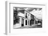 ¡Viva Mexico! B&W Collection - White VW Beetle Car in Mexican Street II-Philippe Hugonnard-Framed Photographic Print