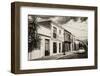 ¡Viva Mexico! B&W Collection - White VW Beetle Car in Mexican Street-Philippe Hugonnard-Framed Photographic Print