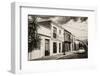 ¡Viva Mexico! B&W Collection - White VW Beetle Car in Mexican Street-Philippe Hugonnard-Framed Photographic Print