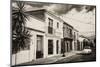 ¡Viva Mexico! B&W Collection - White VW Beetle Car in Mexican Street-Philippe Hugonnard-Mounted Photographic Print