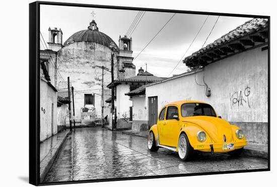 ?Viva Mexico! B&W Collection - Yellow VW Beetle Car in San Cristobal de Las Casas-Philippe Hugonnard-Framed Stretched Canvas