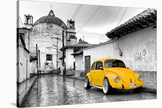 ?Viva Mexico! B&W Collection - Yellow VW Beetle Car in San Cristobal de Las Casas-Philippe Hugonnard-Stretched Canvas