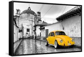 ?Viva Mexico! B&W Collection - Yellow VW Beetle Car in San Cristobal de Las Casas-Philippe Hugonnard-Framed Stretched Canvas