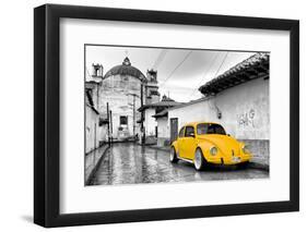 ?Viva Mexico! B&W Collection - Yellow VW Beetle Car in San Cristobal de Las Casas-Philippe Hugonnard-Framed Premium Photographic Print