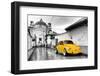 ?Viva Mexico! B&W Collection - Yellow VW Beetle Car in San Cristobal de Las Casas-Philippe Hugonnard-Framed Premium Photographic Print