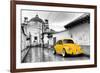 ?Viva Mexico! B&W Collection - Yellow VW Beetle Car in San Cristobal de Las Casas-Philippe Hugonnard-Framed Photographic Print