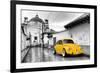 ?Viva Mexico! B&W Collection - Yellow VW Beetle Car in San Cristobal de Las Casas-Philippe Hugonnard-Framed Photographic Print