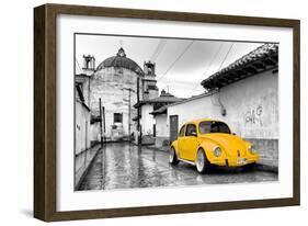 ?Viva Mexico! B&W Collection - Yellow VW Beetle Car in San Cristobal de Las Casas-Philippe Hugonnard-Framed Photographic Print