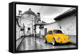 ?Viva Mexico! B&W Collection - Yellow VW Beetle Car in San Cristobal de Las Casas-Philippe Hugonnard-Framed Stretched Canvas