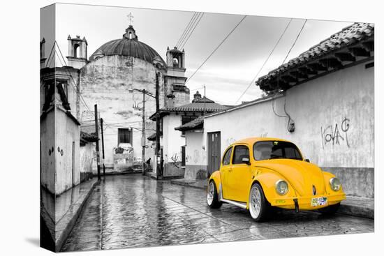 ?Viva Mexico! B&W Collection - Yellow VW Beetle Car in San Cristobal de Las Casas-Philippe Hugonnard-Stretched Canvas