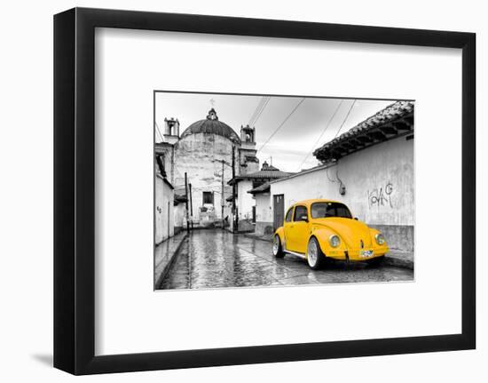 ?Viva Mexico! B&W Collection - Yellow VW Beetle Car in San Cristobal de Las Casas-Philippe Hugonnard-Framed Photographic Print