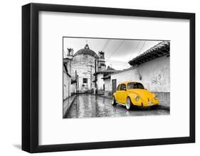 ?Viva Mexico! B&W Collection - Yellow VW Beetle Car in San Cristobal de Las Casas-Philippe Hugonnard-Framed Photographic Print