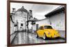 ?Viva Mexico! B&W Collection - Yellow VW Beetle Car in San Cristobal de Las Casas-Philippe Hugonnard-Framed Photographic Print