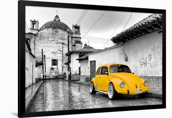 ?Viva Mexico! B&W Collection - Yellow VW Beetle Car in San Cristobal de Las Casas-Philippe Hugonnard-Framed Photographic Print