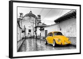 ?Viva Mexico! B&W Collection - Yellow VW Beetle Car in San Cristobal de Las Casas-Philippe Hugonnard-Framed Photographic Print