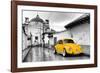 ?Viva Mexico! B&W Collection - Yellow VW Beetle Car in San Cristobal de Las Casas-Philippe Hugonnard-Framed Photographic Print