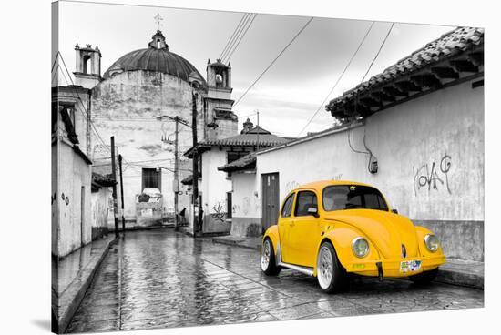 ?Viva Mexico! B&W Collection - Yellow VW Beetle Car in San Cristobal de Las Casas-Philippe Hugonnard-Stretched Canvas