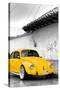 ¡Viva Mexico! B&W Collection - Yellow VW Beetle in San Cristobal de Las Casas-Philippe Hugonnard-Stretched Canvas