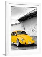 ¡Viva Mexico! B&W Collection - Yellow VW Beetle in San Cristobal de Las Casas-Philippe Hugonnard-Framed Photographic Print