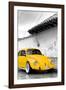 ¡Viva Mexico! B&W Collection - Yellow VW Beetle in San Cristobal de Las Casas-Philippe Hugonnard-Framed Photographic Print