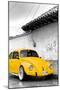 ¡Viva Mexico! B&W Collection - Yellow VW Beetle in San Cristobal de Las Casas-Philippe Hugonnard-Mounted Premium Photographic Print