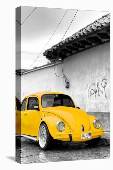 ¡Viva Mexico! B&W Collection - Yellow VW Beetle in San Cristobal de Las Casas-Philippe Hugonnard-Stretched Canvas