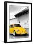 ¡Viva Mexico! B&W Collection - Yellow VW Beetle in San Cristobal de Las Casas-Philippe Hugonnard-Framed Photographic Print