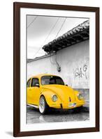 ¡Viva Mexico! B&W Collection - Yellow VW Beetle in San Cristobal de Las Casas-Philippe Hugonnard-Framed Photographic Print