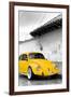 ¡Viva Mexico! B&W Collection - Yellow VW Beetle in San Cristobal de Las Casas-Philippe Hugonnard-Framed Photographic Print