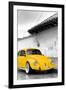 ¡Viva Mexico! B&W Collection - Yellow VW Beetle in San Cristobal de Las Casas-Philippe Hugonnard-Framed Photographic Print