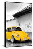 ¡Viva Mexico! B&W Collection - Yellow VW Beetle in San Cristobal de Las Casas-Philippe Hugonnard-Framed Stretched Canvas