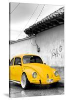 ¡Viva Mexico! B&W Collection - Yellow VW Beetle in San Cristobal de Las Casas-Philippe Hugonnard-Stretched Canvas